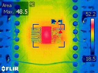  Thermal image of DGS package operating at 10MHz, 5V supply, 8 channels
                        switching with 56pF load each