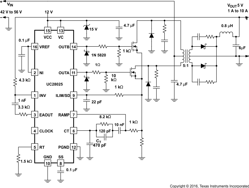 UC28023 UC28025 typ_app_1_5_MHz_48_V_slus557.gif